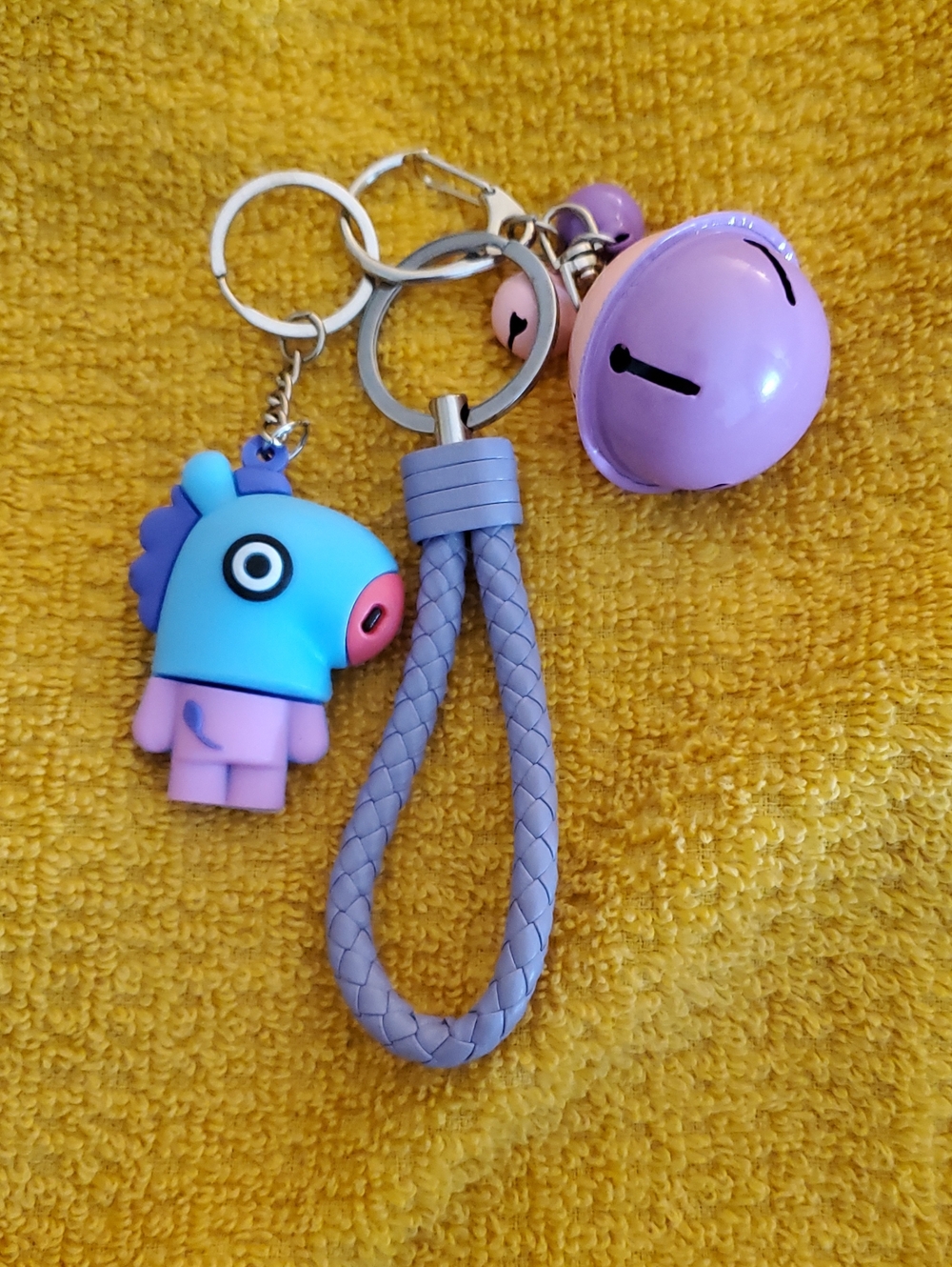 BTS Mang Horse Keychain with Purple Braided Loop